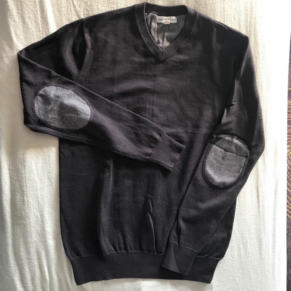 V-neck Sweater with Elbow Patches